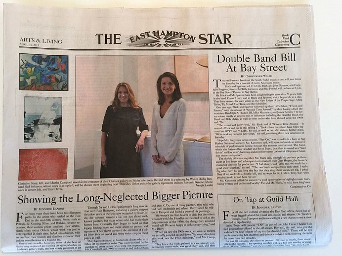 News: Christine Berry and Martha Campbell of Berry Campbell interview with Jennifer Landes on the front cover of the East Hampton Star, April 16, 2015 - Jennifer Landes for the East Hampton Star