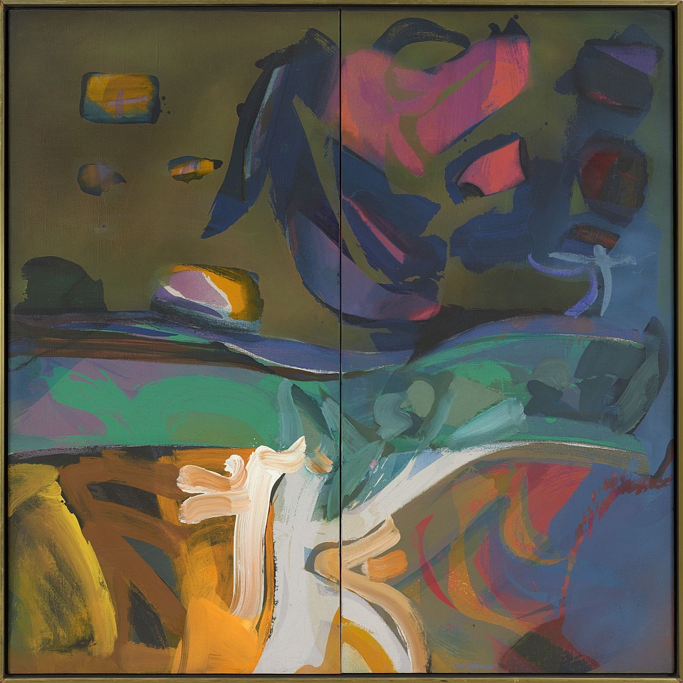 Syd Solomon, Southwest Duet, 1974
Acrylic and aerosol enamel on canvas, 60 x 60 in. (152.4 x 152.4 cm)
SOL-00223