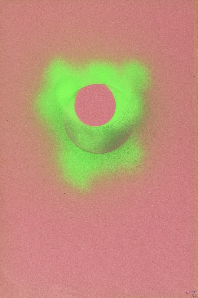 Walter Darby Bannard, Untitled (Green Krylon on pink paper), 1964
Spraypaint on paper, 18 x 12 in. (45.7 x 30.5 cm)
BAN-00101
