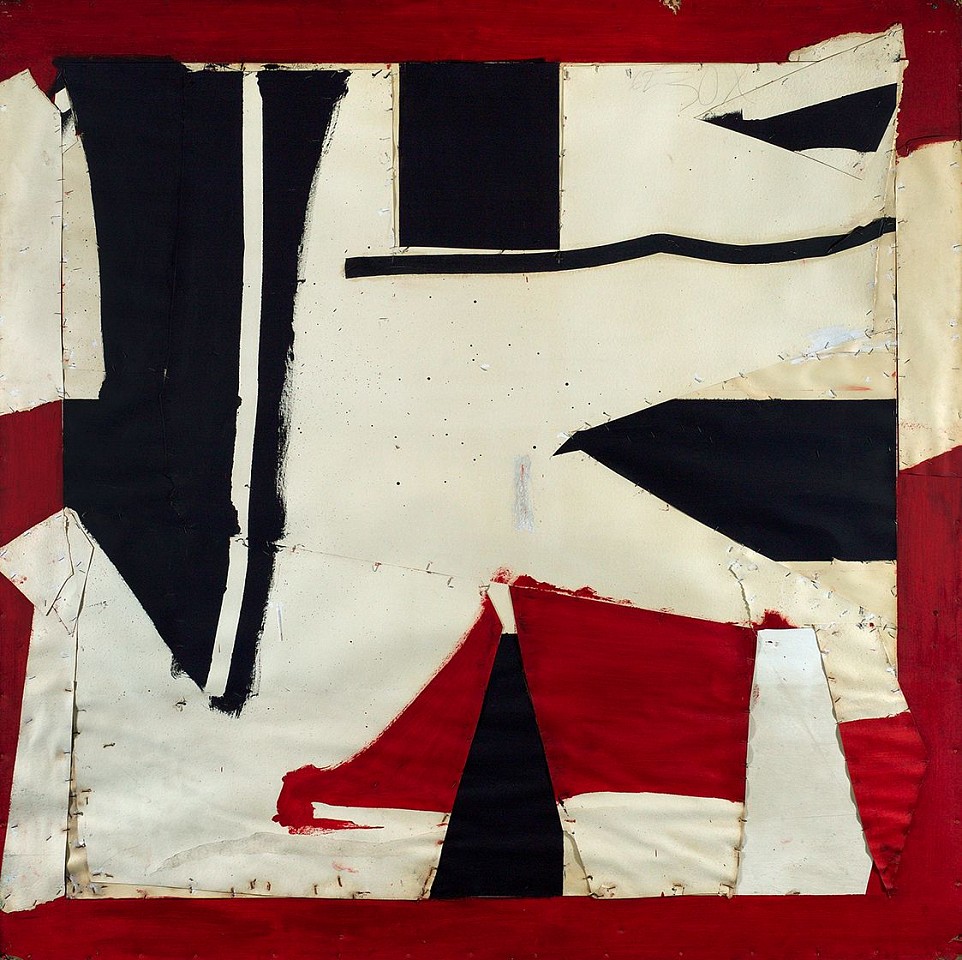Larry Zox, Banner, 1962
Collage, oil, staples on board, 72 x 72 in. (182.9 x 182.9 cm)
ZOX-00016