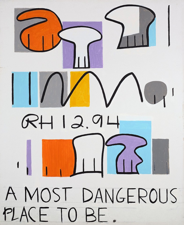 Raymond Hendler, A Most Dangerous Place to Be, 1994
Acrylic on canvas, 40 x 33 in. (101.6 x 83.8 cm)
© Estate of Raymond Hendler
HEN-00188