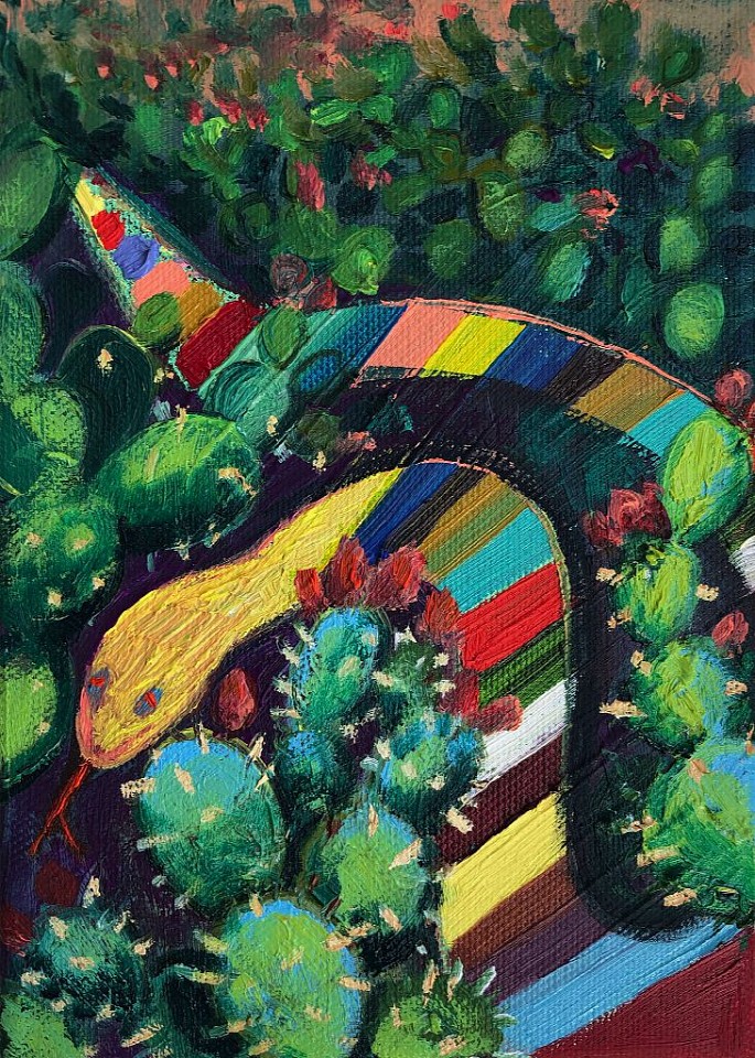 Katie Ruiz, Nopales-Serp, 2019
Oil on canvas, 7 x 4 7/8 in. (17.8 x 12.4 cm)
NYSSRUI-00002