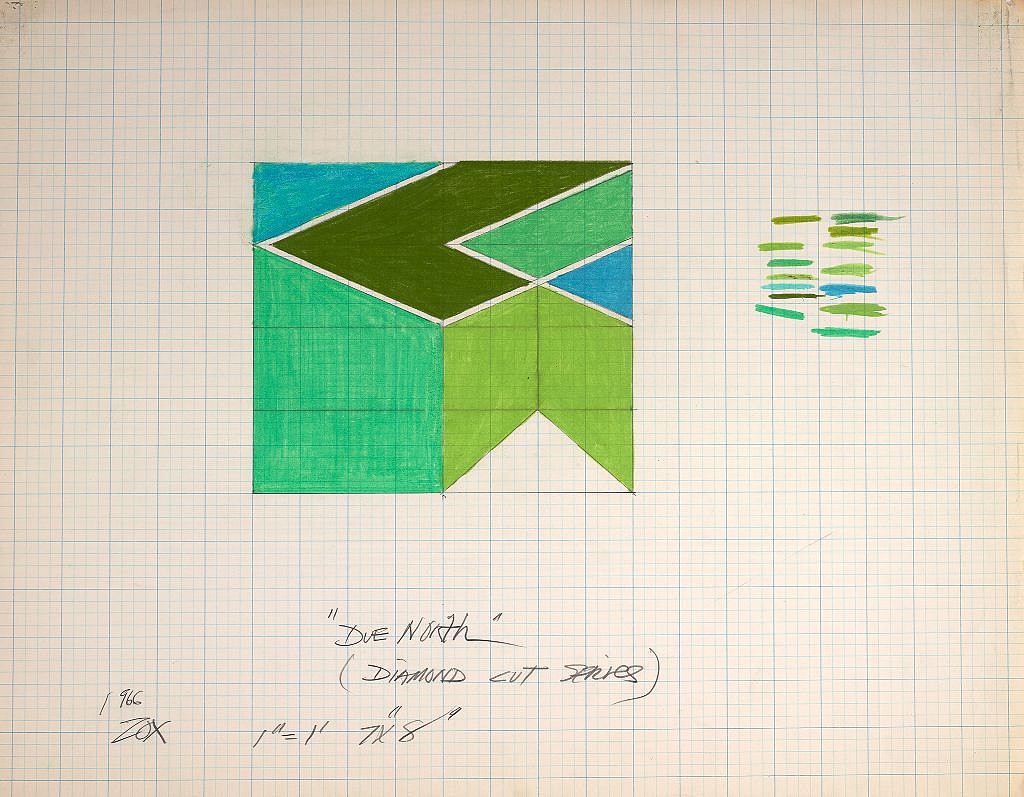 Larry Zox, Due North"" (Diamond Cut Series), 1966
Colored Pencil & Graphite on Paper, 17 1/8 x 22 1/8 in. (43.5 x 56.2 cm)
ZOX-00130