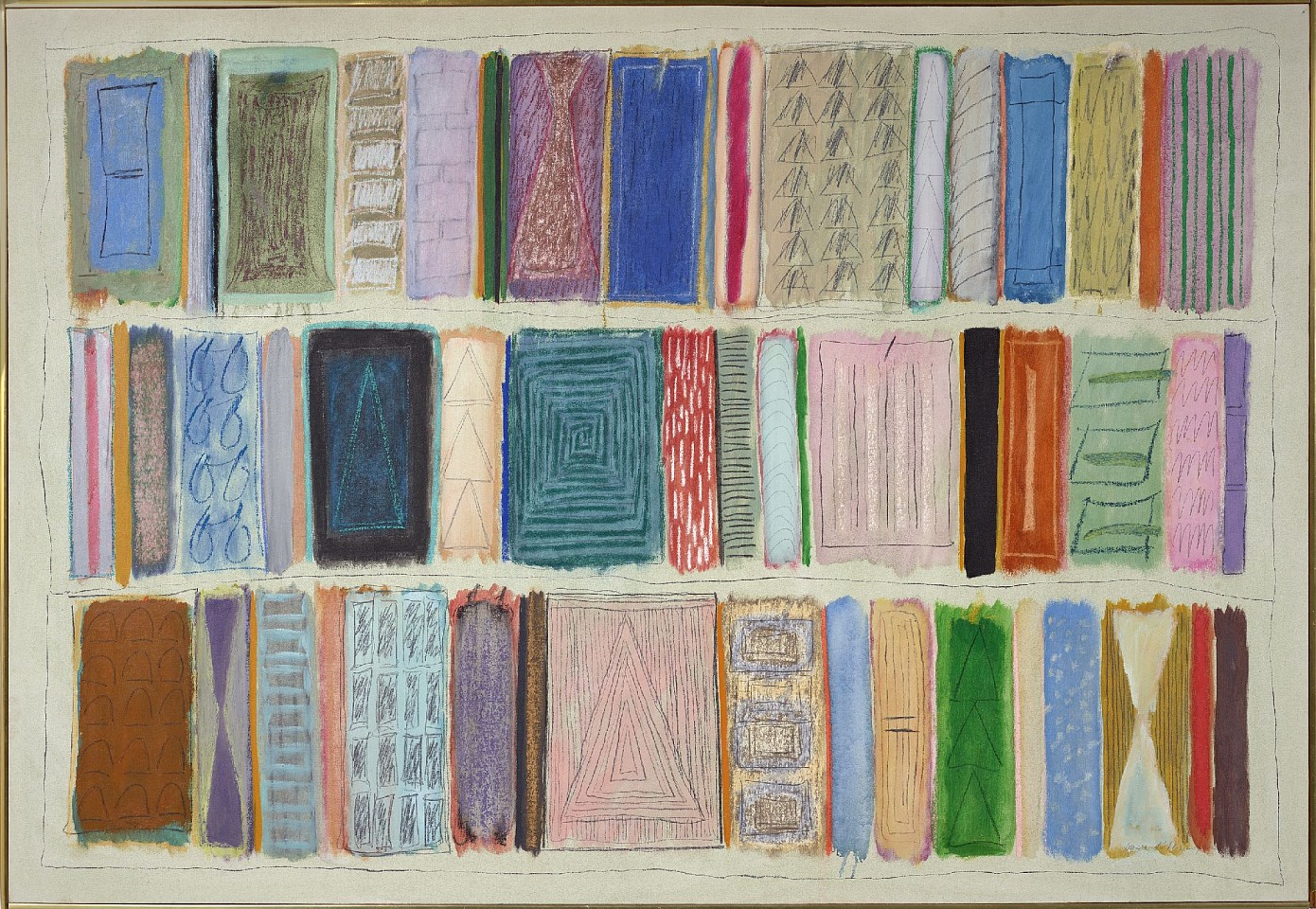 Ida Kohlmeyer, Color Stripes | SOLD, 1980
Mixed media on canvas, 49 x 71 1/2 in. (124.5 x 181.6 cm)
KOH-00025