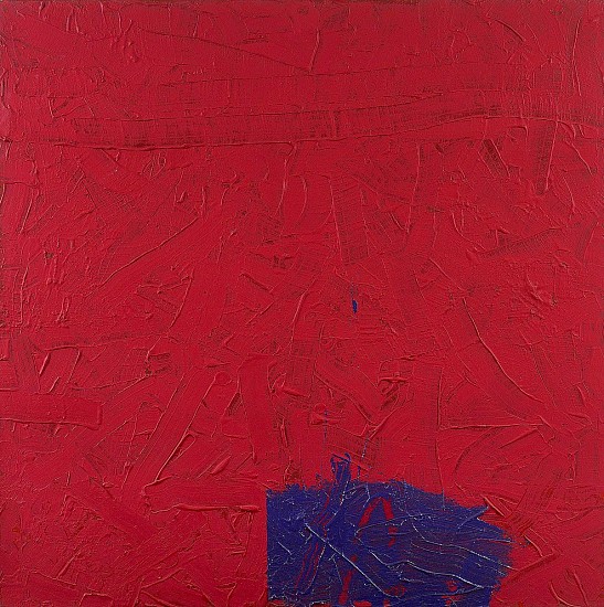 Frank Wimberley, Scarlet Junction, 2010
Acrylic on canvas, 56 x 56 in.
Mike Solomon on Frank Wimberley:Frank Wimberley's work has always stopped me in my tracks.  It's so playful and inventive with color and texture, gesture and composition. Yet there's a pathos in the work. The quiet intermingling of his experience, with the purity of painting, gives his abstractions an authenticity and delicacy that is profound to witness.