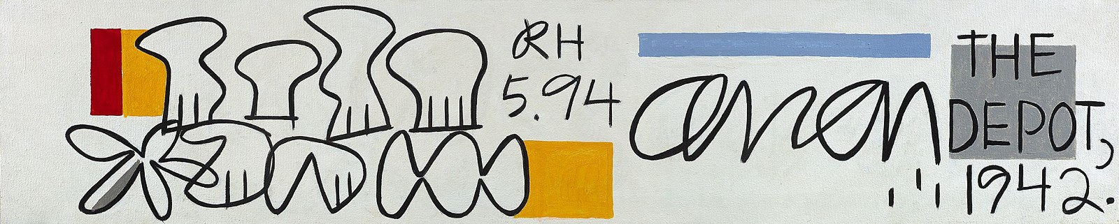 Raymond Hendler, The Depot 1942, 1994
Acrylic on canvas, 12 x 60 in. (30.5 x 152.4 cm)
HEN-00184