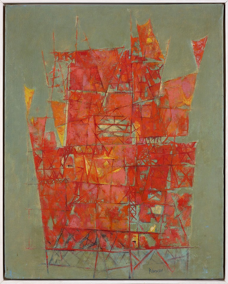Meyers Rohowsky, Orange Structures, C. 1955
Oil on canvas, 30 x 24 in. (76.2 x 61 cm)
ROH-00004