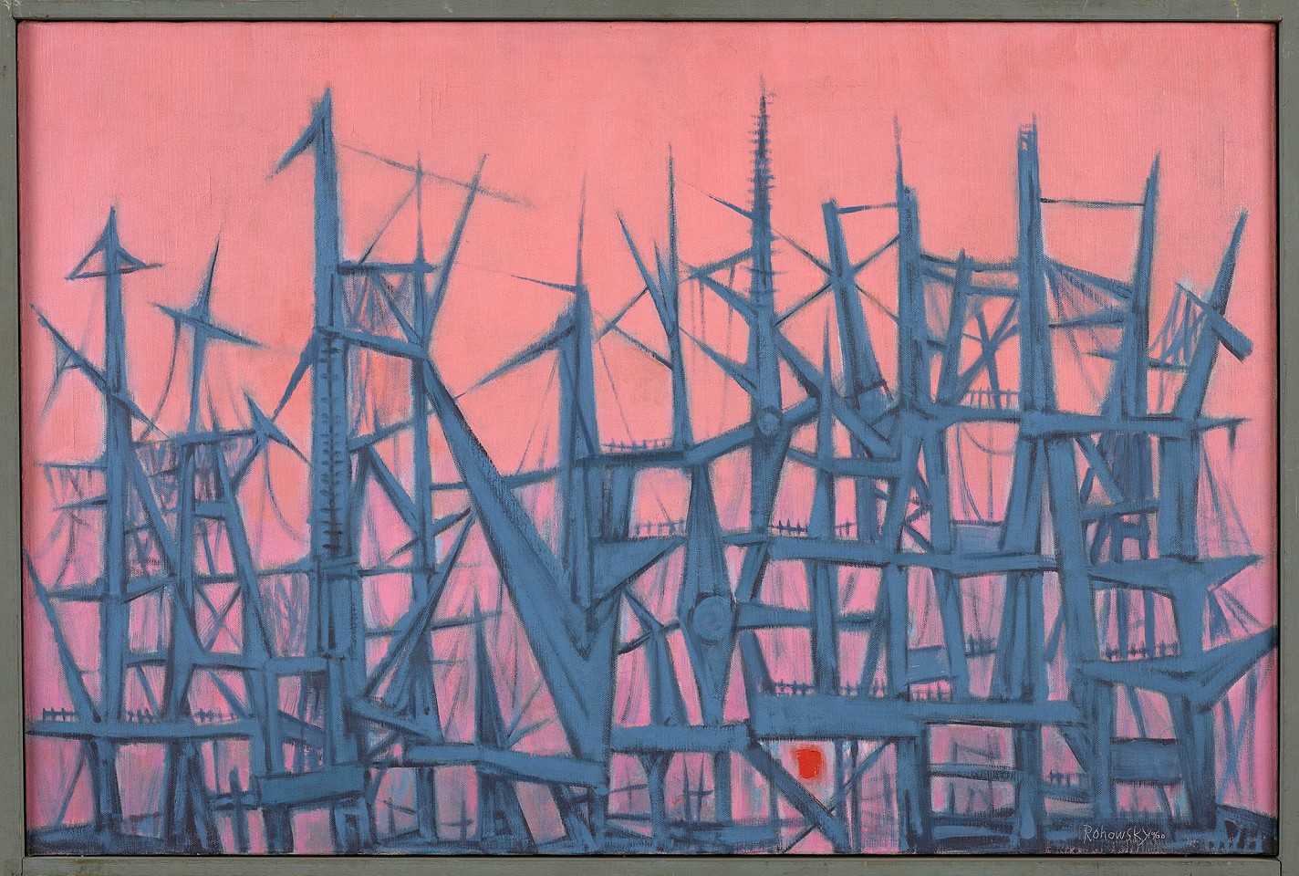 Meyers Rohowsky, NJ Structures, Sunset, c. 1960
Oil on canvas, 25 x 37 1/4 in. (63.5 x 94.6 cm)
ROH-00018