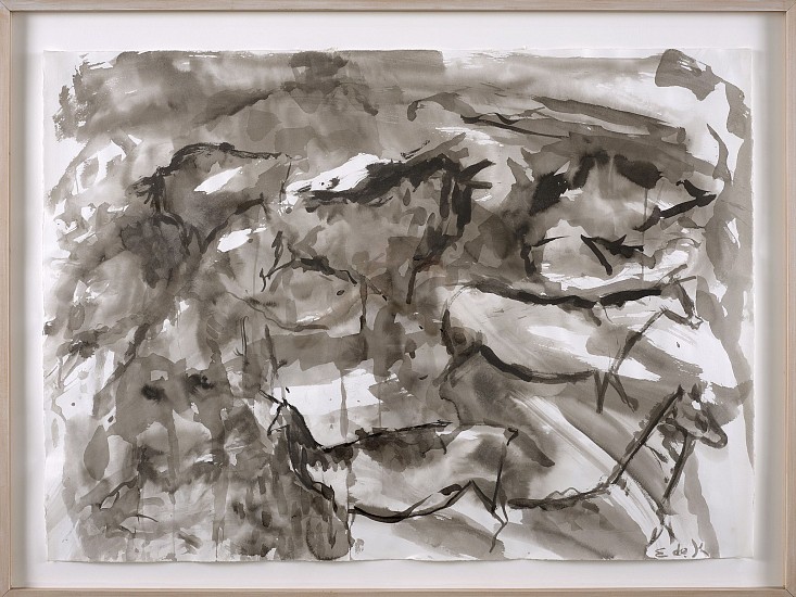 Elaine de Kooning, Kashing Cave | SOLD, 1988
Sumi ink painting on paper, 29 x 40 1/2 in. (73.7 x 102.9 cm)
EDEK-00020