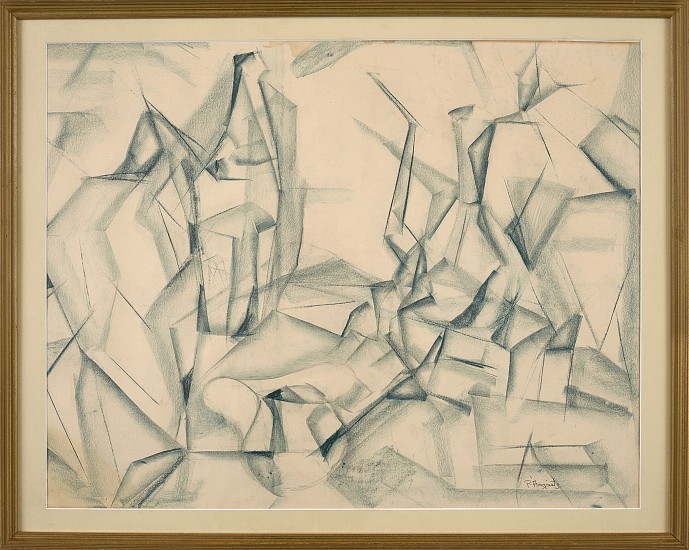 Pearl Angrist, Study for ""Flight"", c 1950-1958
Blue crayon on paper, 20 x 26 in. (50.8 x 66 cm)
ANG-00030