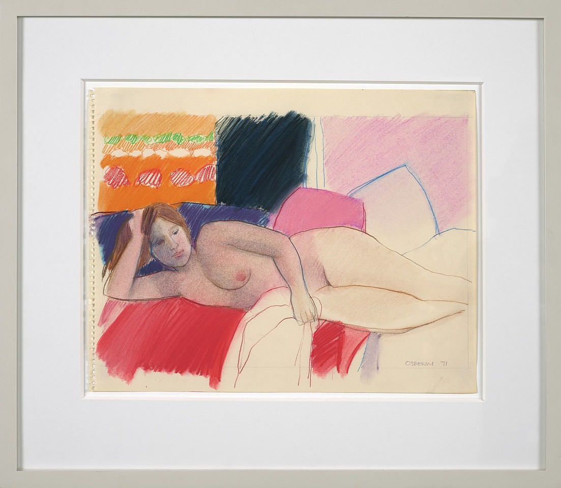 Elizabeth Osborne, Reclining Nude with Textiles, 1971
Colored pencil on paper, 11 x 14 in. (27.9 x 35.6 cm)
OSB-00056