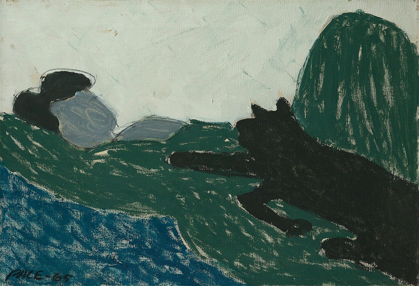 Stephen Pace, Reclining Woman with Black Cat (65-1A), 1965
Oil on canvas, 16 1/2 x 23 3/8 in. (41.9 x 59.4 cm)
PAC-00070