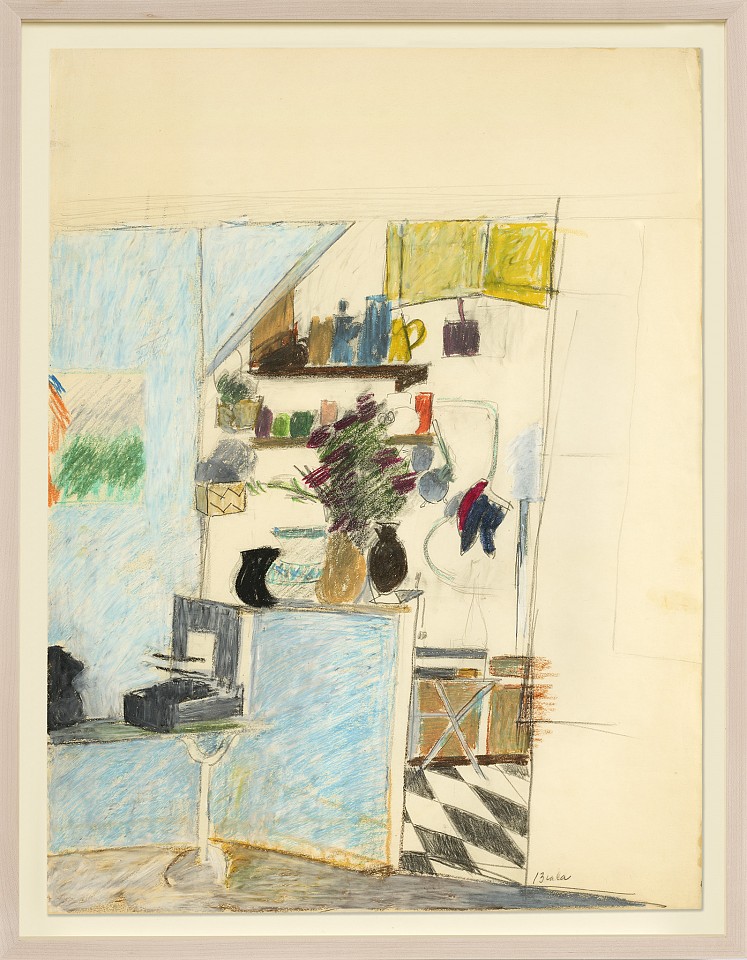 Janice Biala, Study for "Blue Kitchen,", c. 1965
Oil pastel and pencil on paper, 25 1/4 x 19 in. (64.1 x 48.3 cm)
BIAL-00055