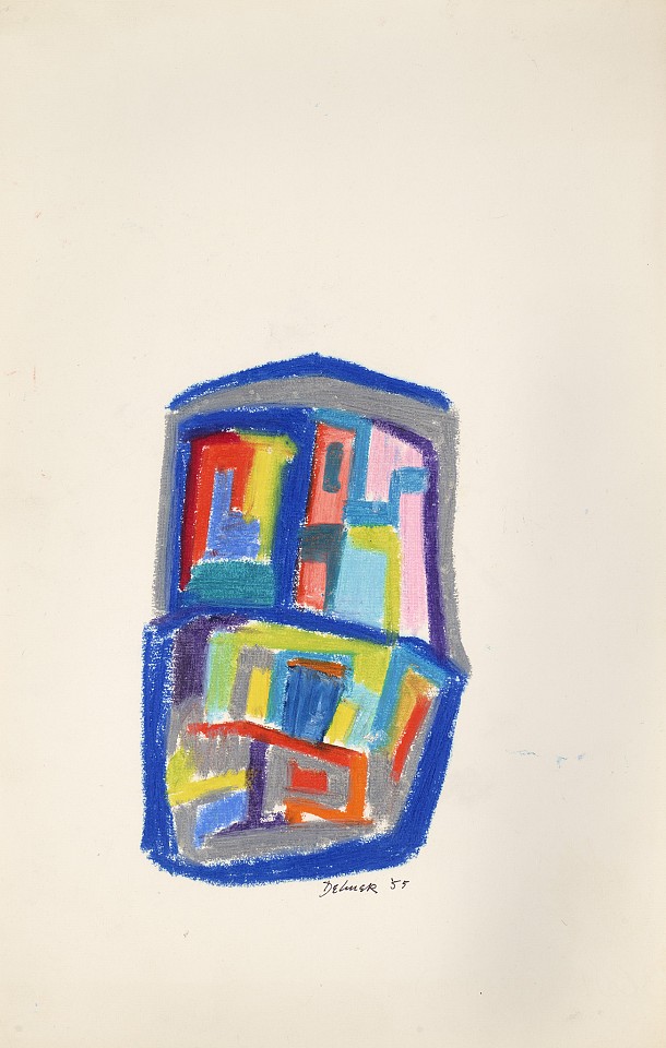 Dorothy Dehner, Untitled, 1955
Oil pastel on paper, 15 7/8 x 10 1/8 in. (40.3 x 25.7 cm)
DEH-00038