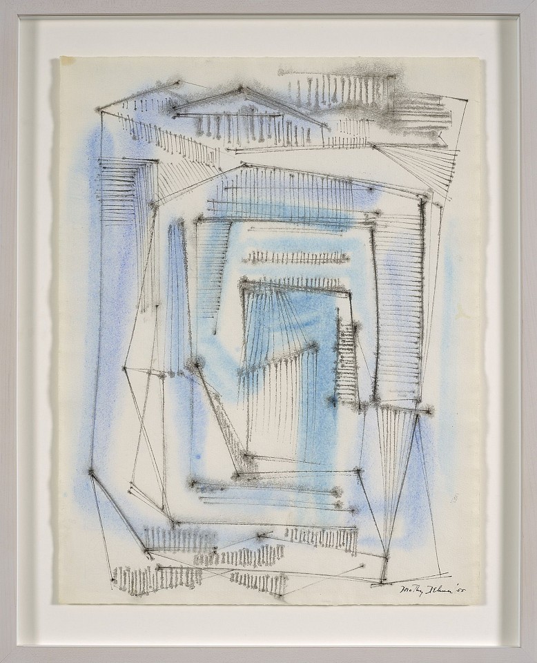 Dorothy Dehner, Athens Revisited, 1955
Ink and charcoal on paper, 20 1/4 x 15 1/2 in. (51.4 x 39.4 cm)
DEH-00032