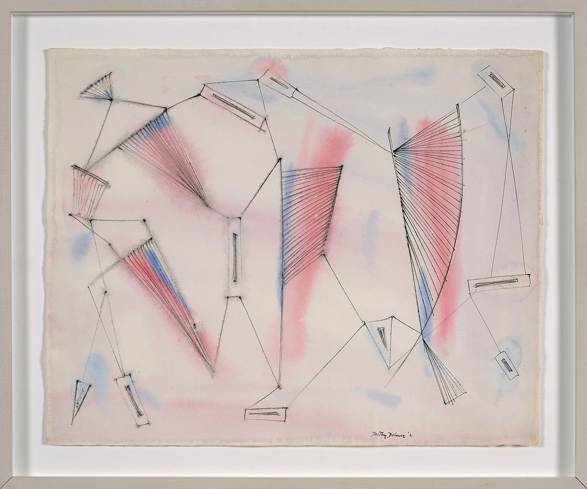 Dorothy Dehner, Untitled, 1951
Ink and watercolor on paper, 18 1/4 x 22 3/4 in. (46.4 x 57.8 cm)
DEH-00024